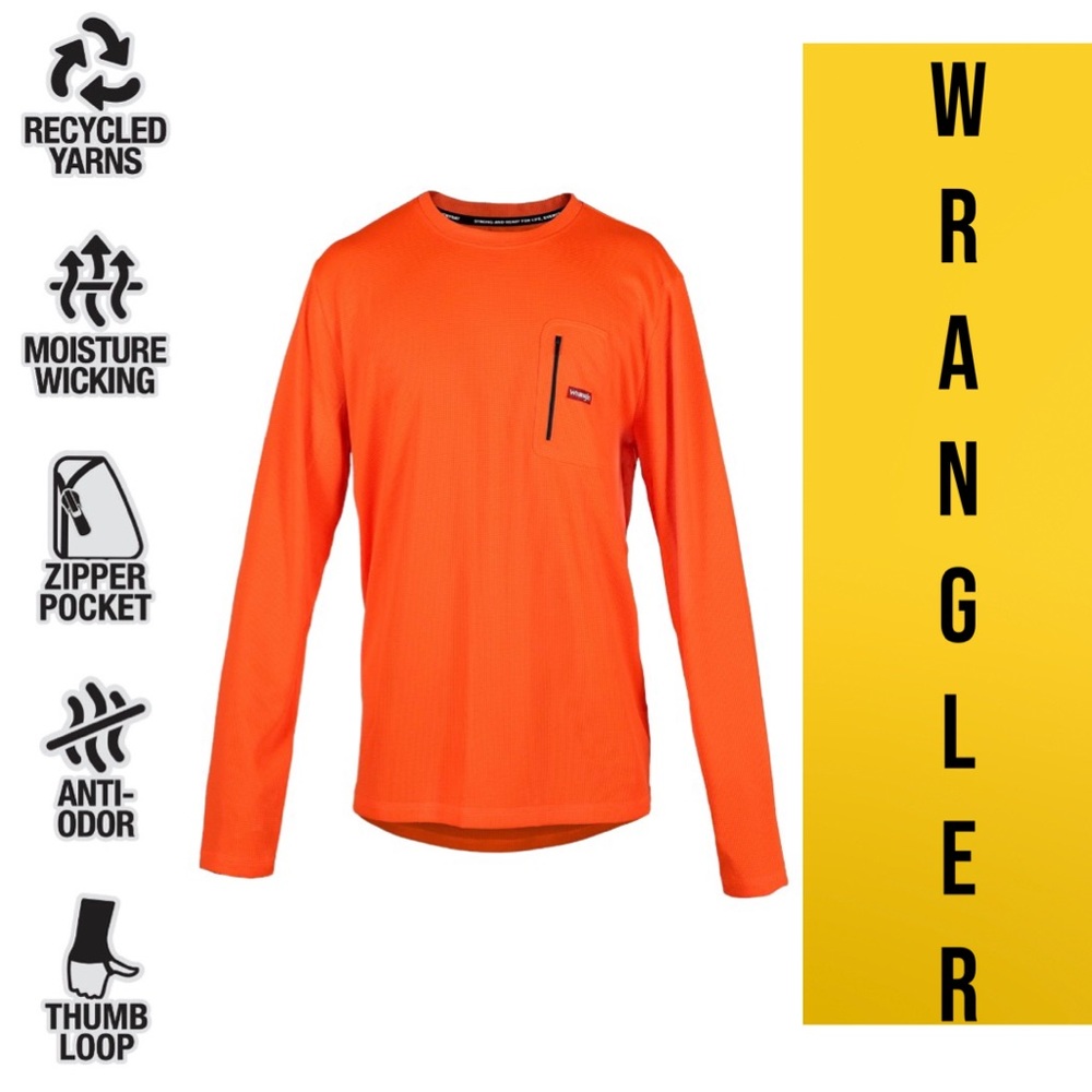Men’s Wrangler Thermal top color orange size M,L,XL zipper pocket